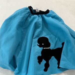 Youth Poodle Skirt Blue with Black Elastic Waist Poodle -Rhinestones Sequins